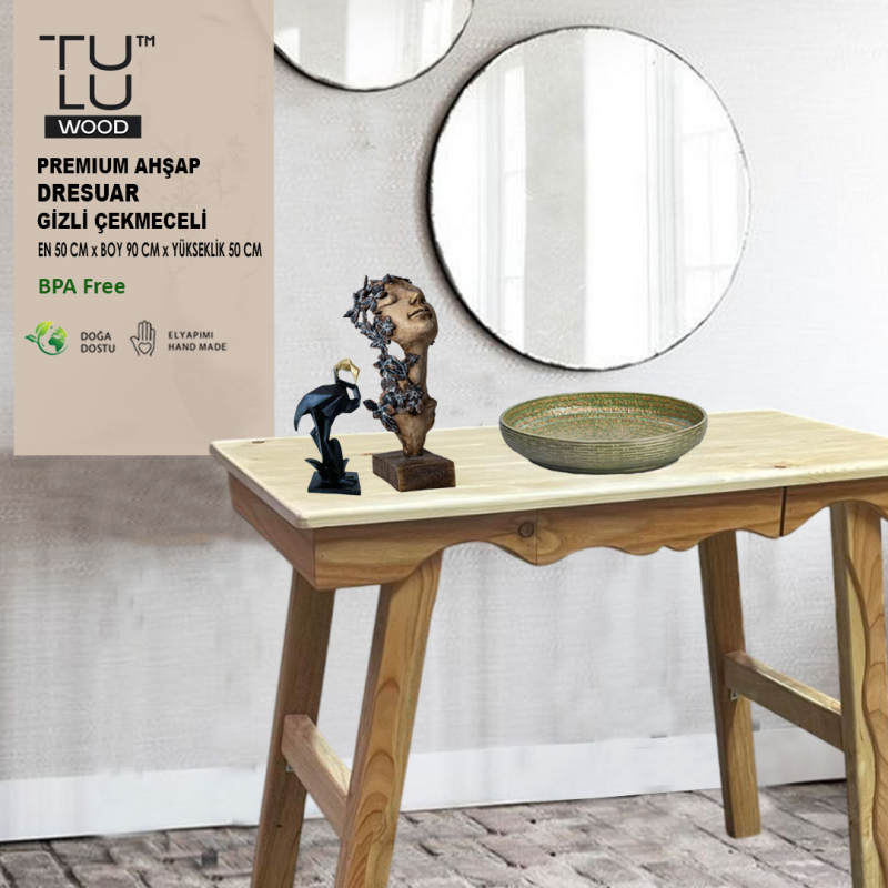PREMIUM AHŞAP  DRESUAR GİZLİ ÇEKMECELİ