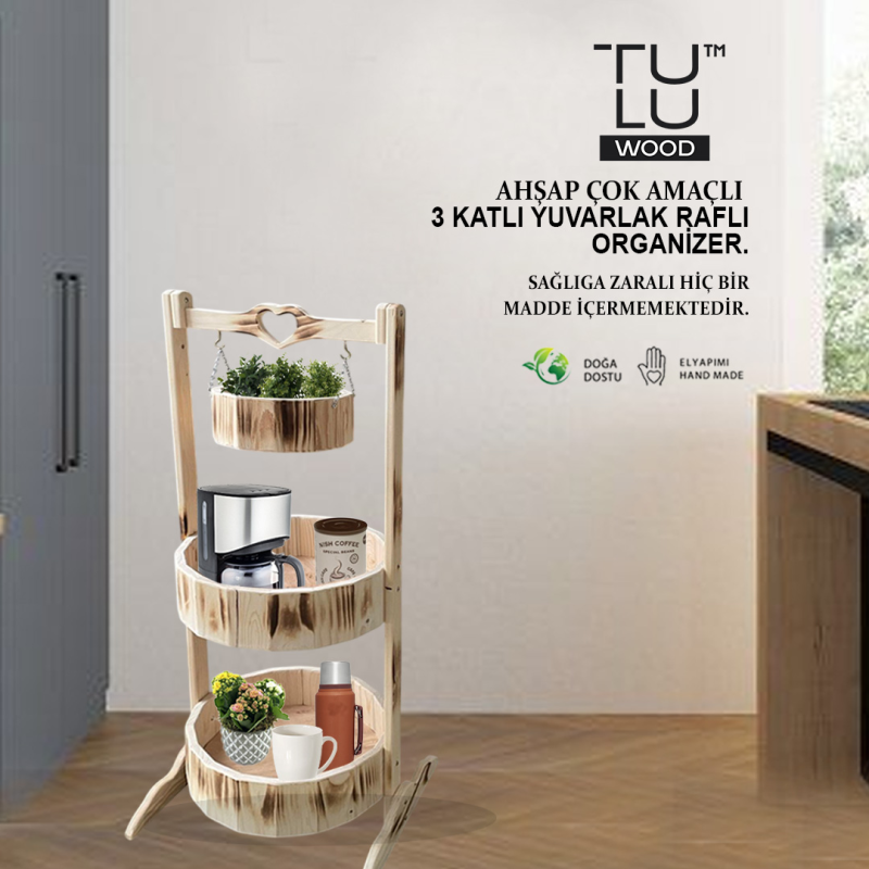 3 KATLI AHŞAP ÇOK AMAÇLI ORGANİZER