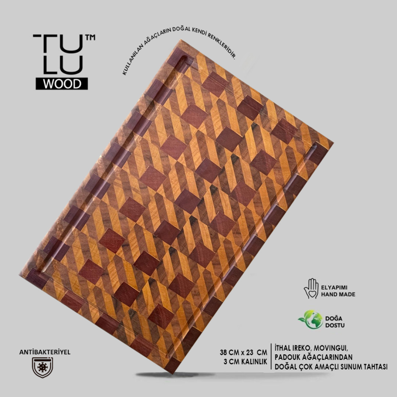 Premium Ahşap 3D Sunum Tahtası Modern Geometrik Desen4