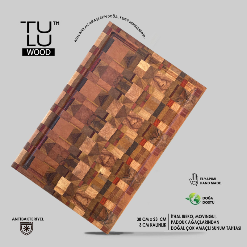 Premium Ahşap 3D Sunum Tahtası Modern Geometrik Desen3