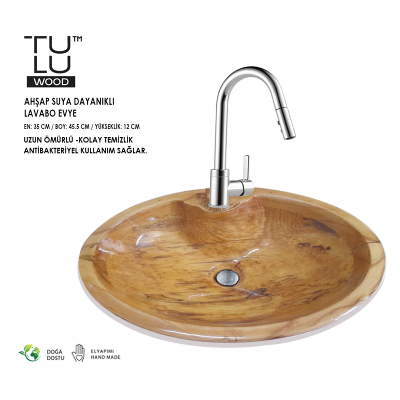 AHŞAP  SUYA DAYANIKLI LAVABO / EVYE 