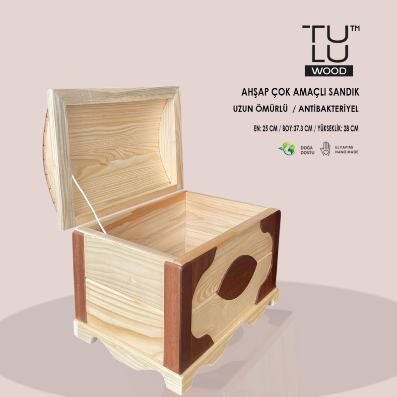 AHŞAP ÇOK AMAÇLI SANDIK 25CM X 28 CM