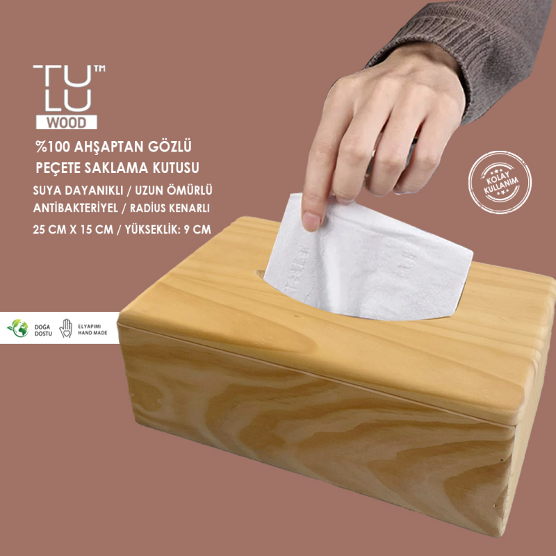 DOĞAL AHŞAPTAN PEÇETE SAKLAMA KUTUSU